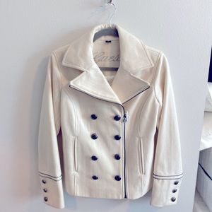 White & black Guess Pea Coat